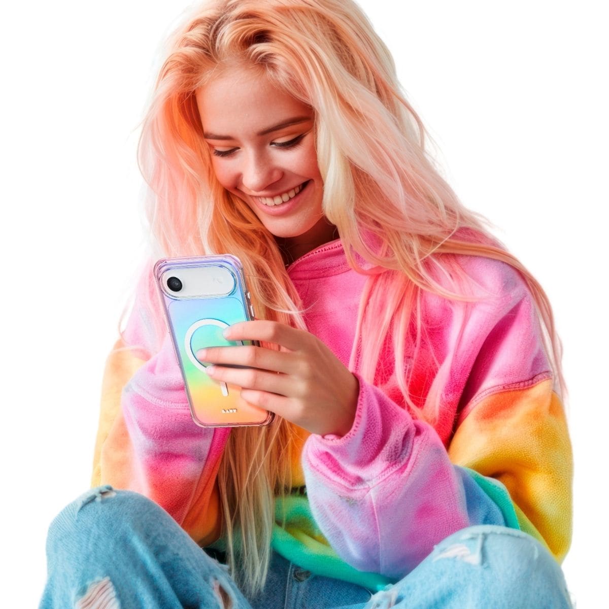 iPhone Air スマホケース スマホカバー MagSafe対応 パール ホログラフィック オーロラ LAUT[ラウト] AERO HOLO[アエロ ハロ] クリアホワイト L_IP25C_AH_W