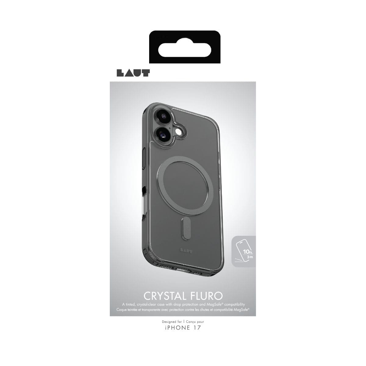 iPhone 17 スマホケース スマホカバー MagSafe対応 Clear Black(クリアブラック) LAUT[ラウト] CRYSTAL FLURO[クリスタル フルオ] ブラック L_IP25A_CF_BK