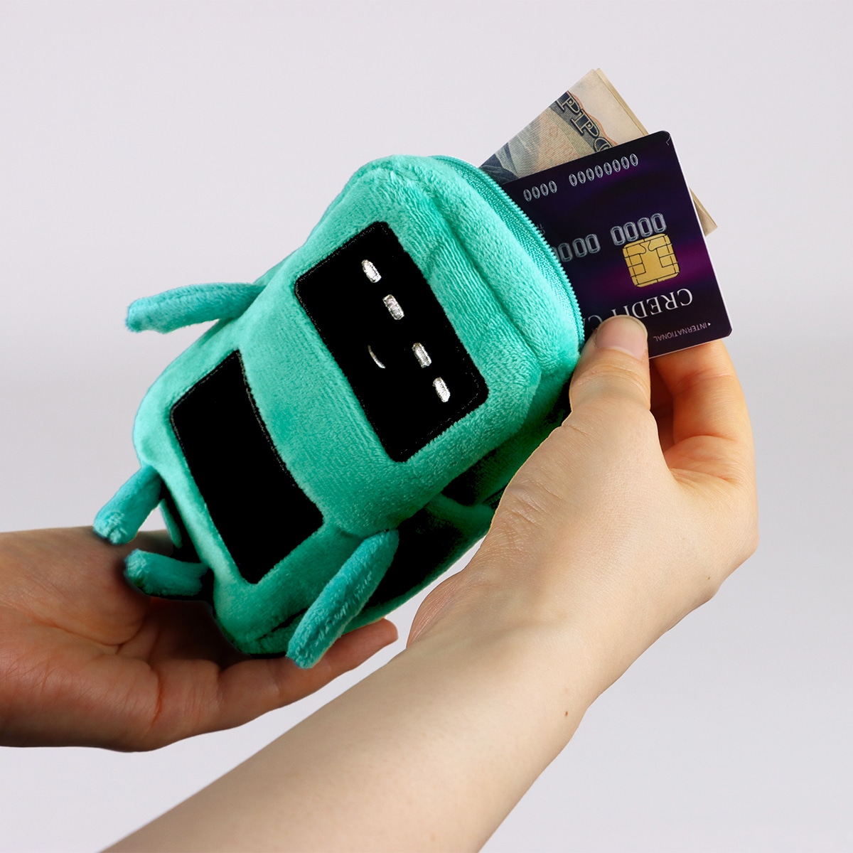 MagMoji Wallet×ecorica ポーチ 回収箱男 MagSafe対応 スマホポーチ MagSafe非対応機種用メタルリング付属 マスコット ぬいぐるみ グリーン L_MW_MSC_RE