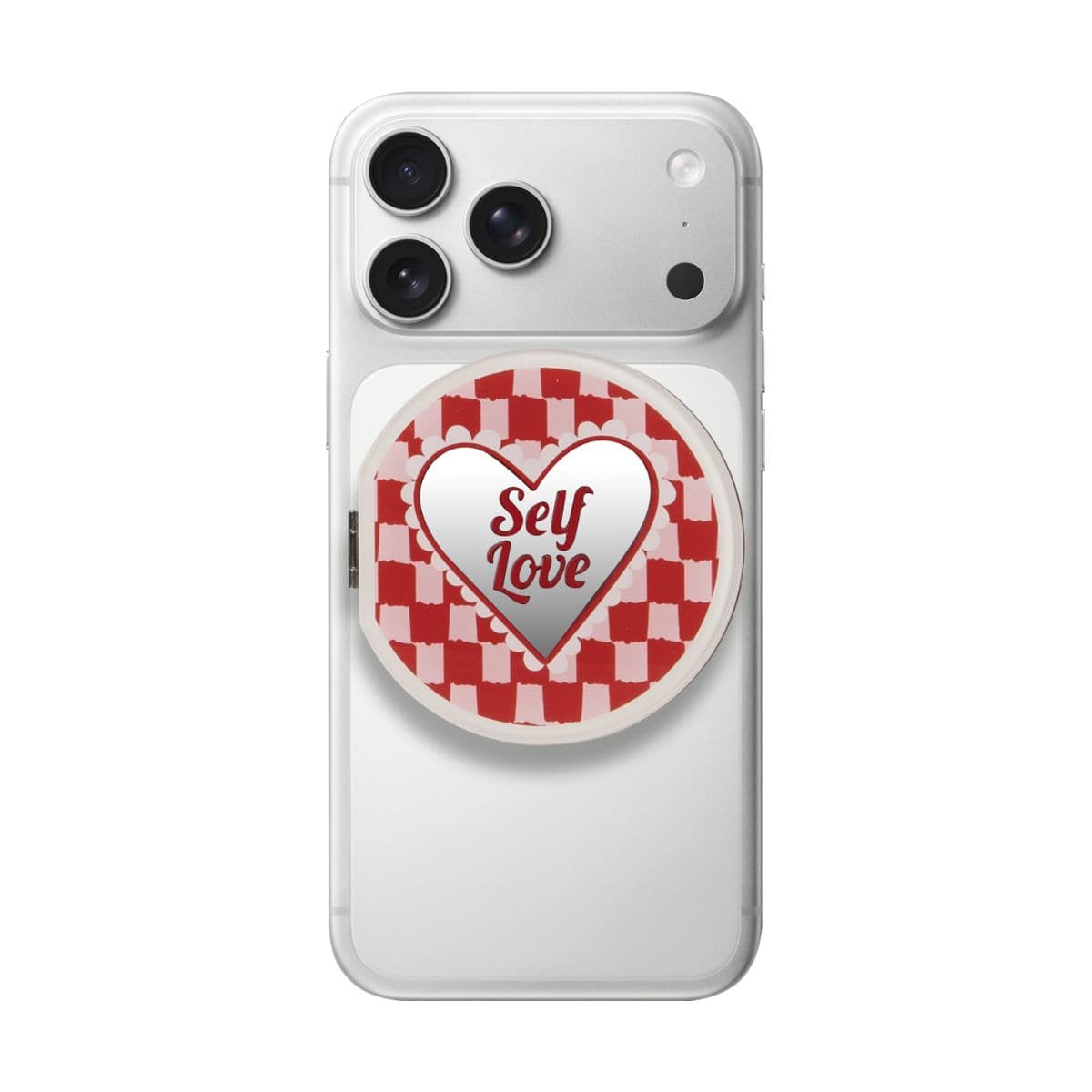 折りたたみミラー付スマホスタンド(ミラー等倍) MagSafe対応 マグネットリング付属 Self Love ハート LAUT[ラウト] MAGMOJI[マグモジ] MIRROR STAND ハート ミラー等倍