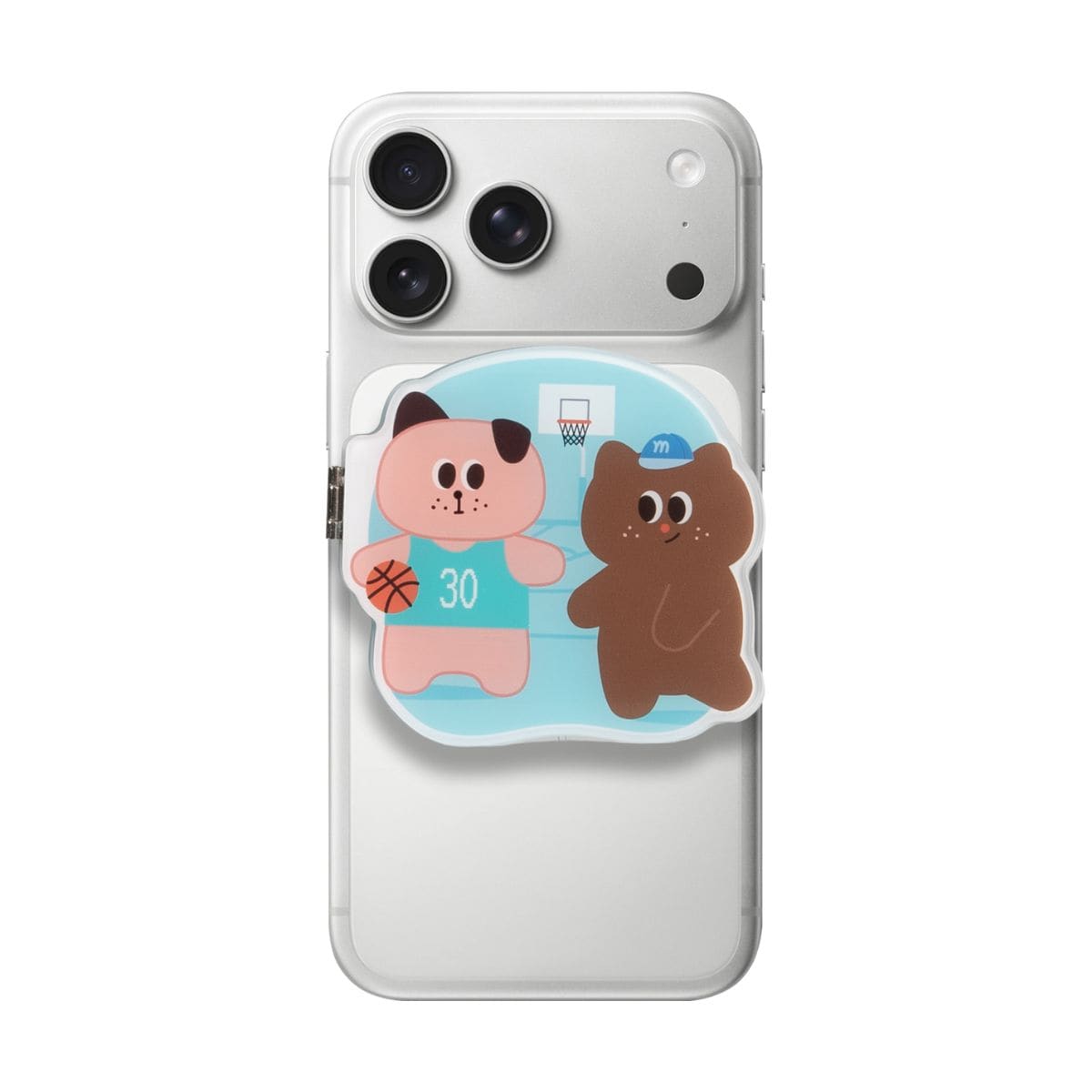 折りたたみミラー付スマホスタンド(ミラー等倍) MagSafe対応 マグネットリング付属 Bean & Toasty キャラクターバスケット LAUT[ラウト] MAGMOJI[マグモジ] MIRROR STAND バスケット ミラー等倍