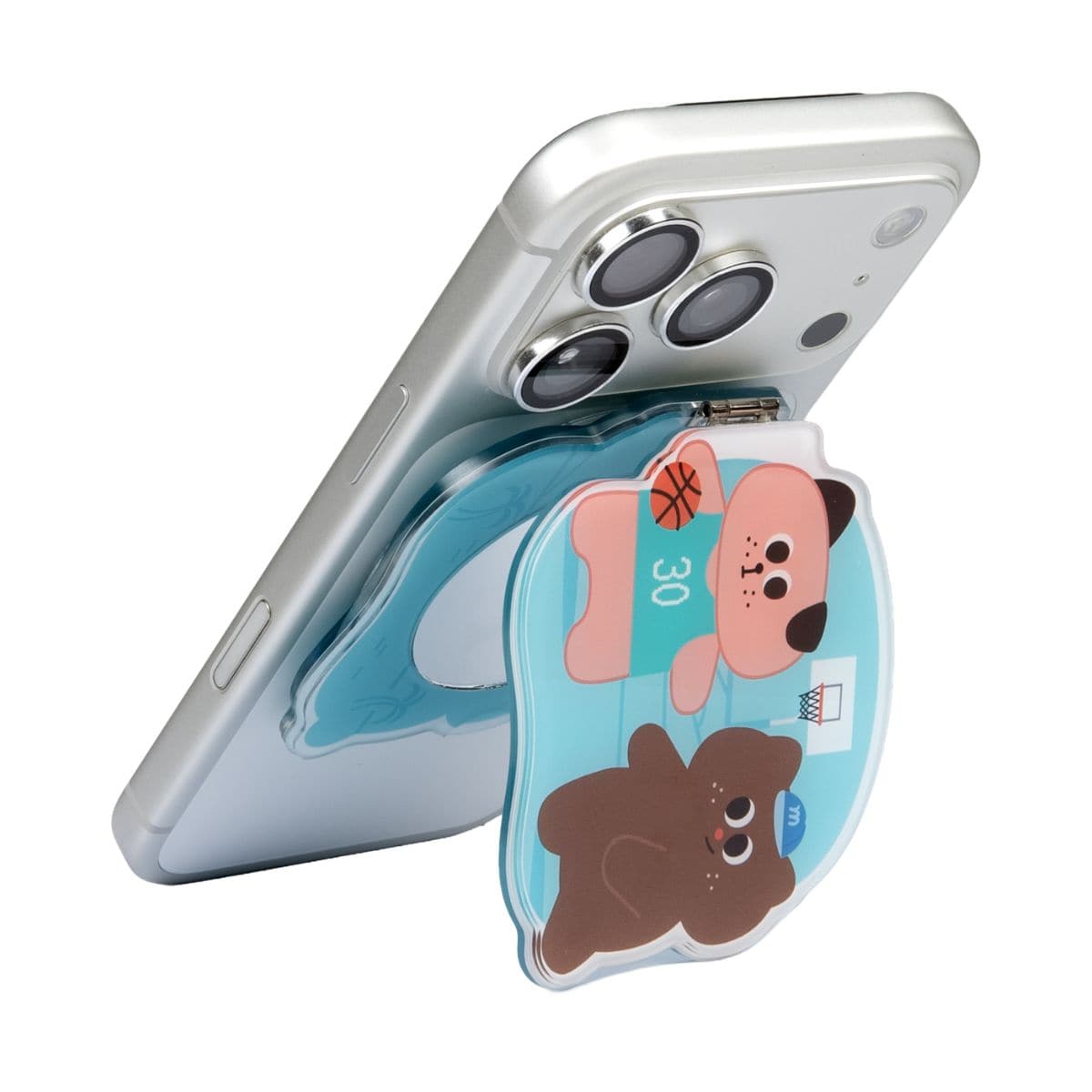 折りたたみミラー付スマホスタンド(ミラー等倍) MagSafe対応 マグネットリング付属 Bean & Toasty キャラクターバスケット LAUT[ラウト] MAGMOJI[マグモジ] MIRROR STAND バスケット ミラー等倍