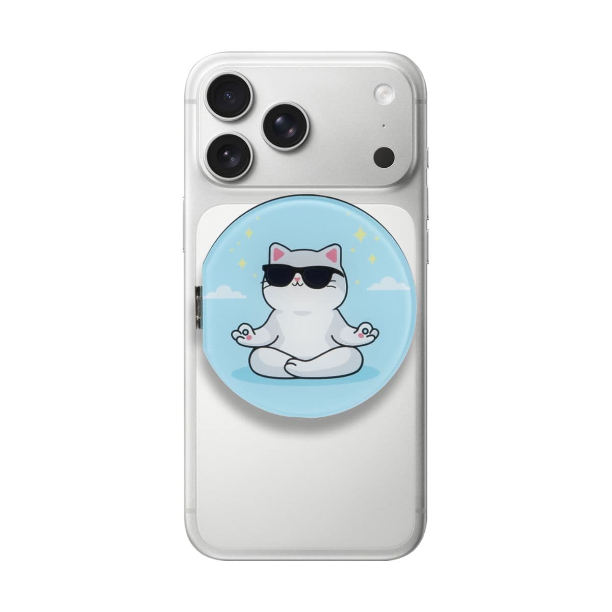 折りたたみミラー付スマホスタンド(拡大鏡) MagSafe対応 マグネットリング付属 Stay Calm ネコ LAUT[ラウト] MAGMOJI[マグモジ] MIRROR STAND ネコ/リラックス ミラー拡大鏡
