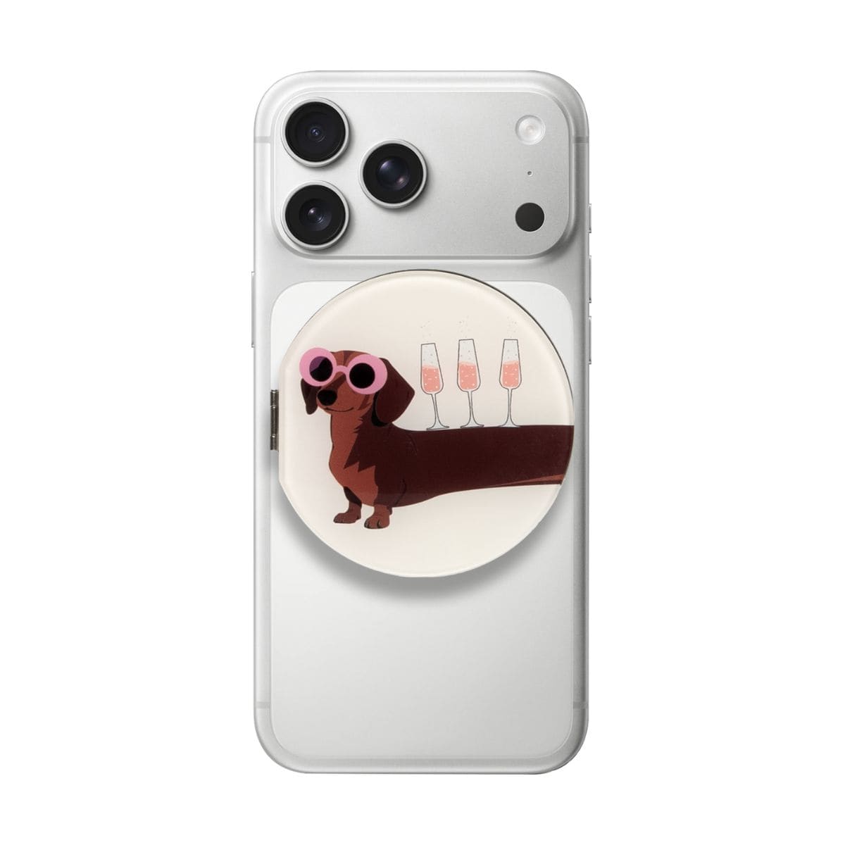 折りたたみミラー付スマホスタンド(拡大鏡) MagSafe対応 マグネットリング付属 Dackel/Wine イヌ ワイン LAUT[ラウト] MAGMOJI[マグモジ] MIRROR STAND イヌ/ワイン ミラー拡大鏡
