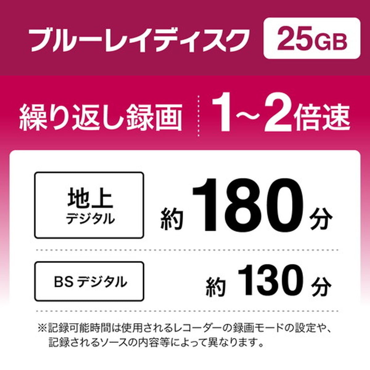 くり返し録画用BD-RE Blu-rayディスク 25GB 50枚パック スピンドルケース MiraiSell[ミライセル] くり返し録画用 BD-RE 25GB 50枚パック