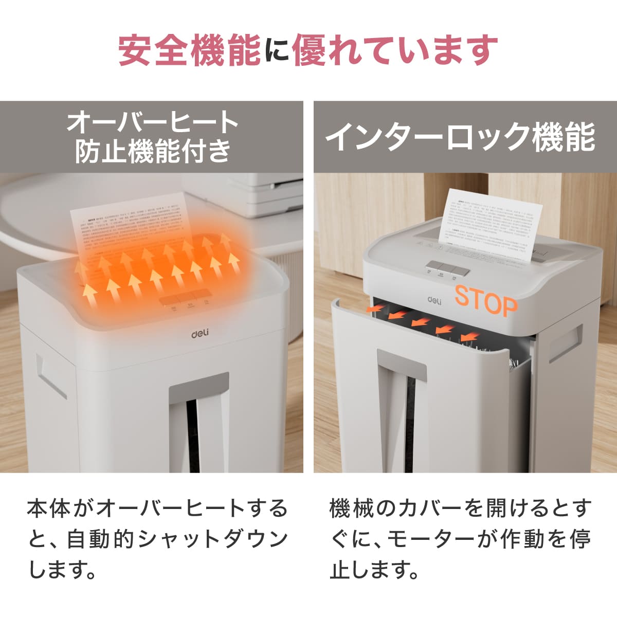 deliジャパン シュレッダー 業務用 クロスカット 連続使用135分 ダストボックス24L 最大A4/16枚 ホッチキス クレジットカード裁断可 DLI-ESH14436WH