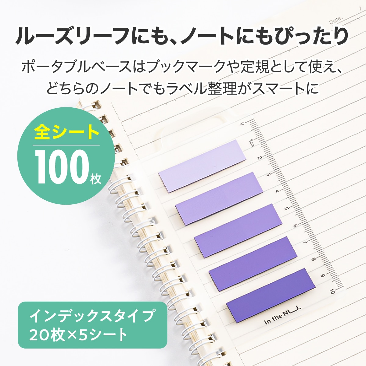 deliジャパン 付箋 ふせん セット 5色各20枚 計100枚 短冊型 半透明 クリアフィルムタイプ 防水 耐水性 ピンク [nusign] DLI-NSN356PK ピンク
