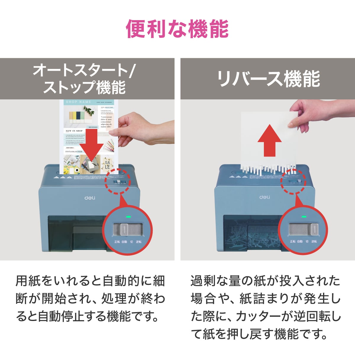 deliジャパン 卓上型コンパクトシュレッダー 業務/家庭向け A5サイズ ホッチキス クレジットカード裁断可 ブルー T925-BL ブルー