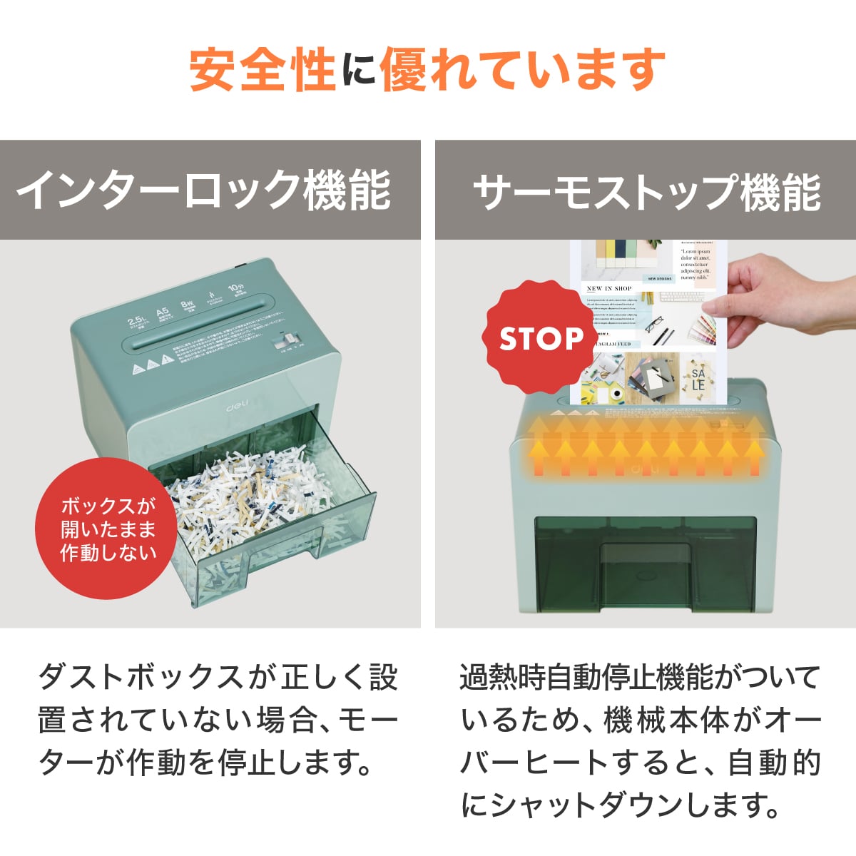 deliジャパン 卓上型コンパクトシュレッダー 業務/家庭向け A5サイズ ホッチキス クレジットカード裁断可 グリーン T925-GR グリーン