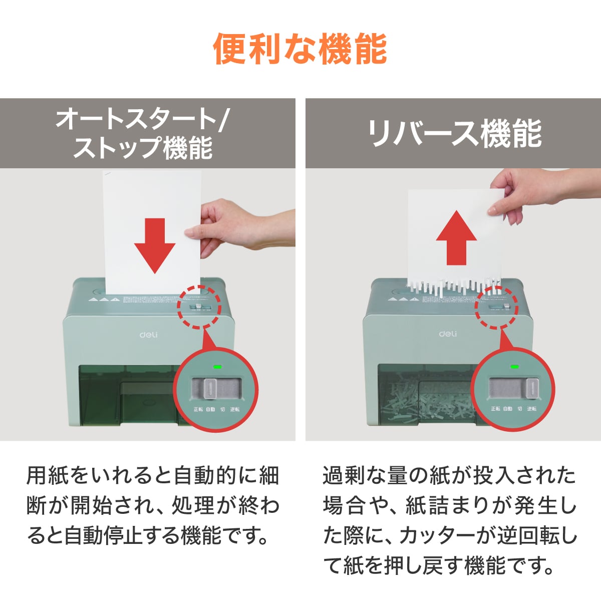 deliジャパン 卓上型コンパクトシュレッダー 業務/家庭向け A5サイズ ホッチキス クレジットカード裁断可 グリーン T925-GR グリーン