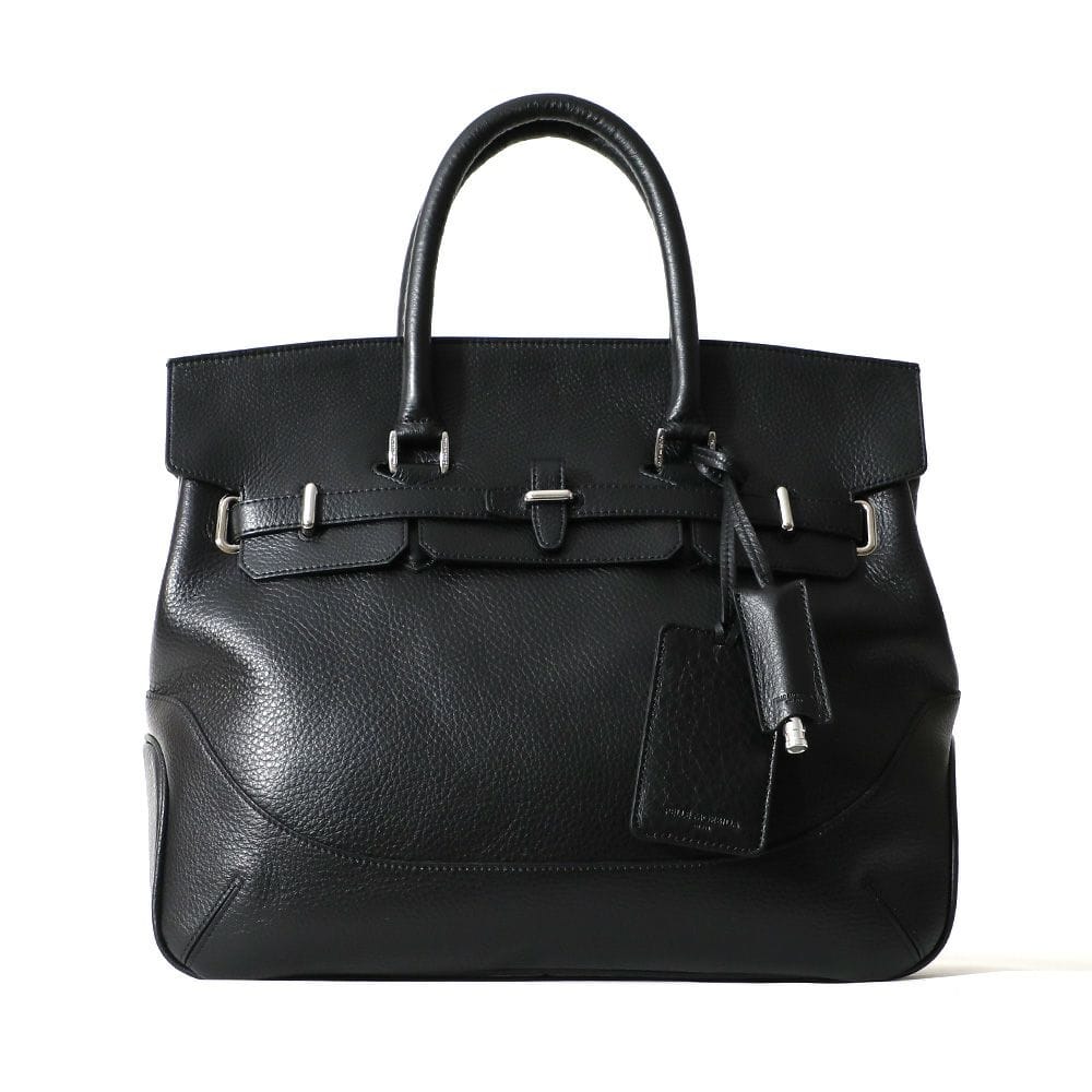 ペッレモルビダMB026A-被せ付ボストンバッグ(Mサイズ)　BLACK