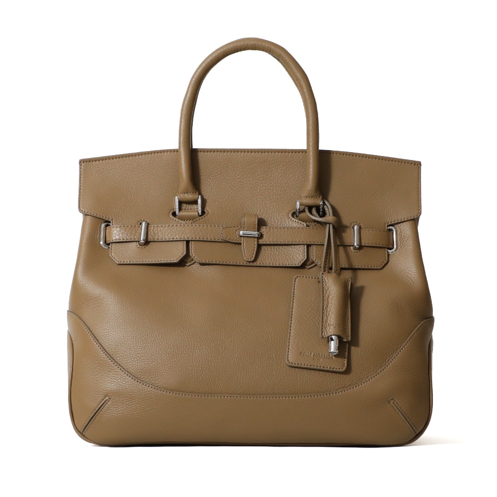 ペッレモルビダMB026A-被せ付ボストンバッグ(Mサイズ)　TAUPE