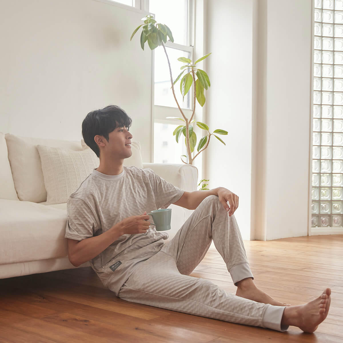 コラントッテRESNO MAGNE リカバリーウェアPLUS ショートスリーブ L 杢ベージュ L