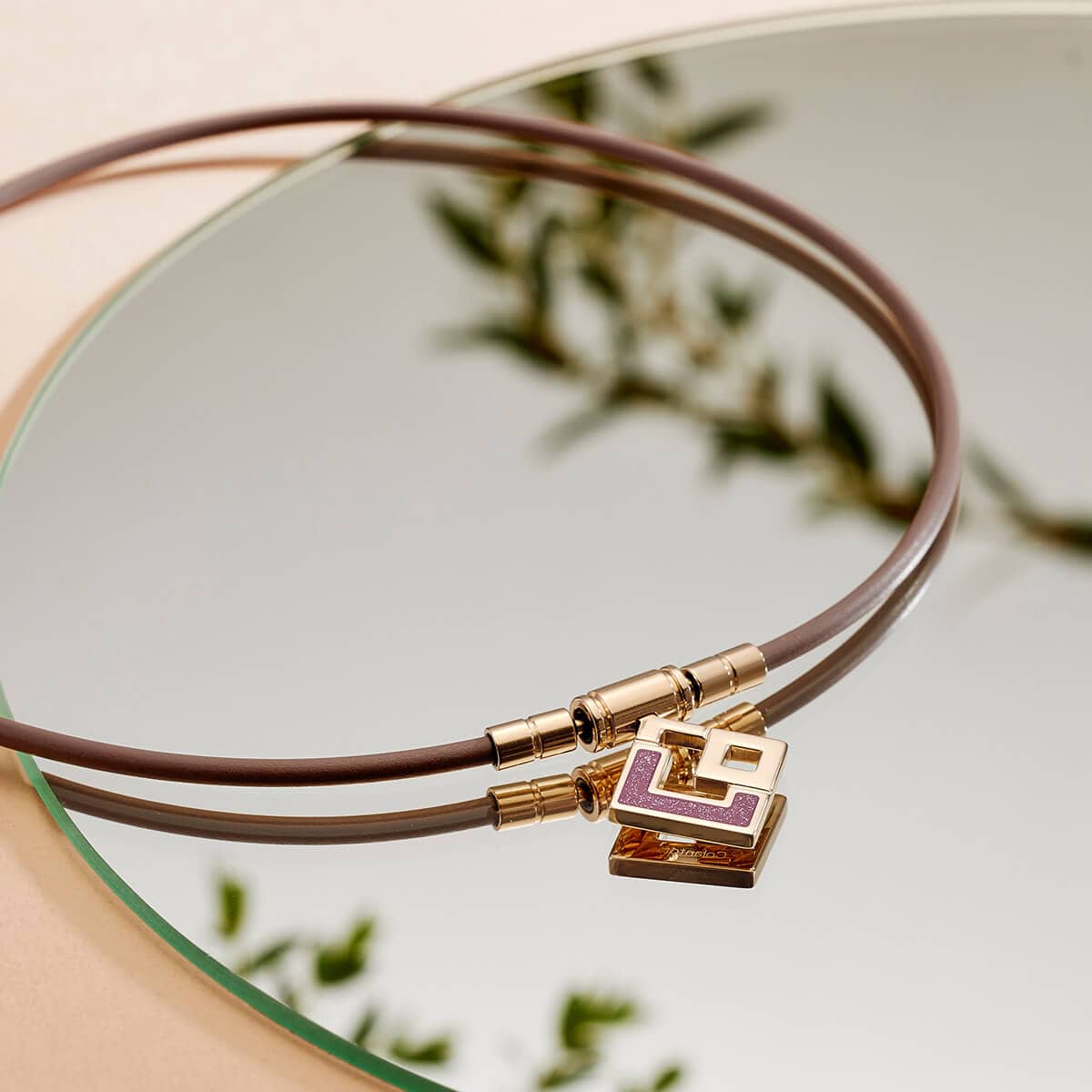 コラントッテ TAOネックレス スリム AURA mini シャンパンゴールド×ラベンダーラメ L(47㎝)