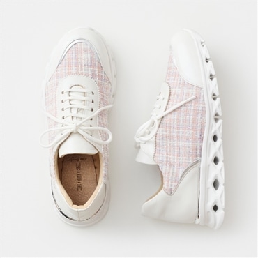 [W-B-M]レースアップスニーカー 4E 100633 ピンク 22.0cm