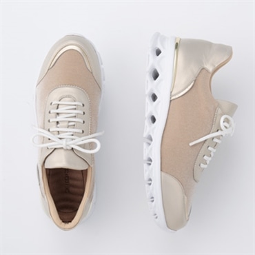 [W-B-M]レースアップスニーカー 4E 100633 ベージュ 22.0cm