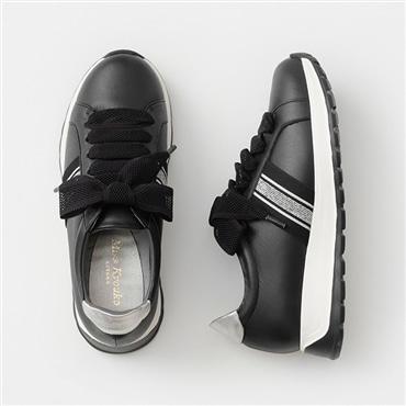 [ミスキョウコ]メッシュリボンスニーカー 4E 100652 ブラック 22.0cm