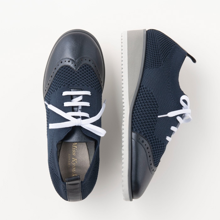 ≪SALE≫24.0cm ネイビー [ミスキョウコ]ウイングチップニットシューズ 4E 102434