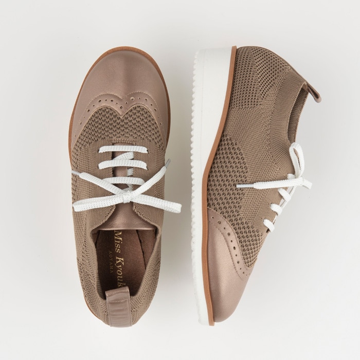 ≪SALE≫22.0cm ブロンズ [ミスキョウコ]ウイングチップニットシューズ 4E 102434