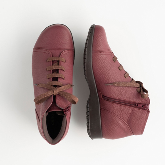 [ミスキョウコ]ハイカットレザースニーカー 4E 102930 ワイン 22.5cm