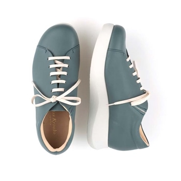 [ミスキョウコ]タルトソールレザースニーカー 4E 103301 ブルー 22.0cm