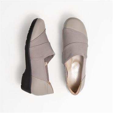 23.0cm ライトグレー [Miss Kyouko]撥水ストレッチスリッポン 4E 108111