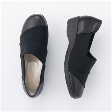 [ミスキョウコ]撥水ストレッチスリッポン 4E 108111 ブラック 22.0cm