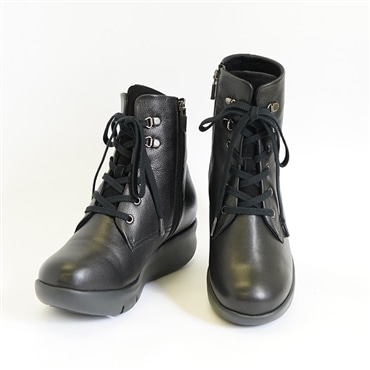 [ミスキョウコ]編み上げアクティブブーツ 4E 108855 ブラック 22.0cm