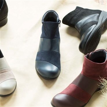 ≪SALE≫22.5cm ネイビー [ミスキョウコ]切り替えデザインブーツ 4E 109352