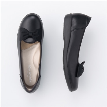 [ミスキョウコ]超軽量リボンオペラシューズ 4E 109600 ブラック（スムース）22.0cm