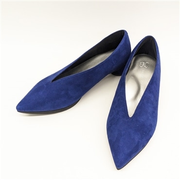 ≪SALE≫ 22.5cm ブルー [K.by Miss Kyouko] ポインテッドパンプス 4E 3D0400 （スウェード）