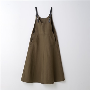 [ガーデンストーリー]綿ツイル　ワークジャンパースカート ASOF14 カーキ フリーサイズ