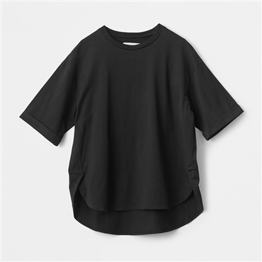 [ミスキョウコ]60/2天竺 ラウンドヘムＴシャツ ASOF23 ブラック M-L(フリーサイズ)