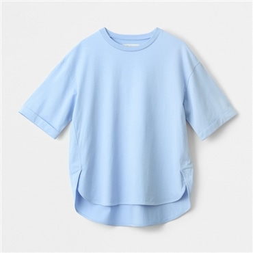 [ミスキョウコ]60/2天竺 ラウンドヘムＴシャツ ASOF23 サックス M-L(フリーサイズ)