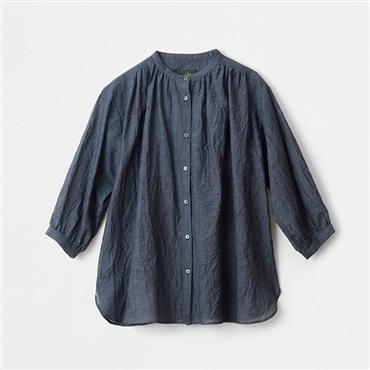 [ガーデンストーリー]シャンブレーキャッチワッシャーブラウス ASOF24 ネイビー M-L(フリーサイズ)