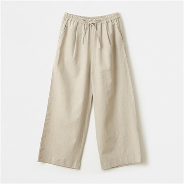 [ガーデンストーリー]ソフトリネンコットンキャンバス　ワイドパンツ ASOF25 ベージュ M-L(フリーサイズ)