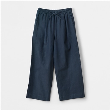 [ガーデンストーリー]ソフトリネンコットンキャンバス　ワイドパンツ ASOF25 ネイビー M-L(フリーサイズ)