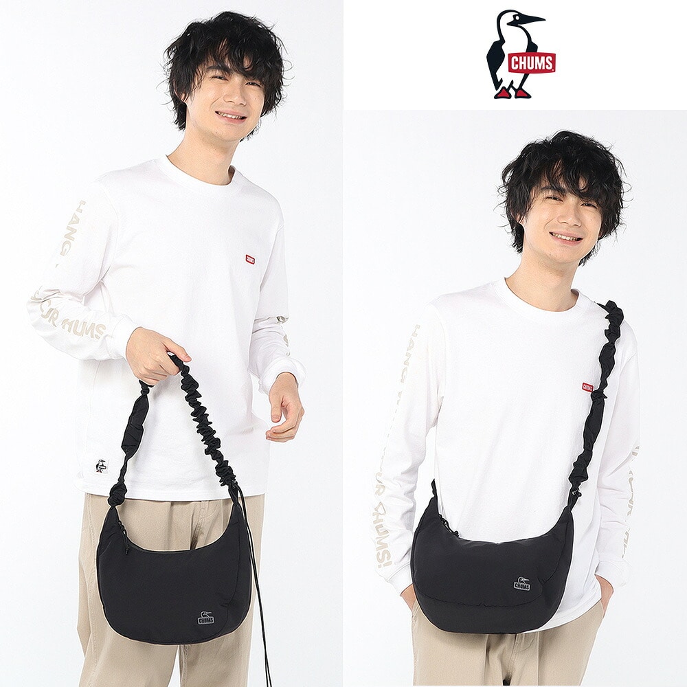 チャムス ショルダーバッグ 斜め掛け 3L A5 コンパクト CHUMS ウェービーストラップミニバナナショルダーバッグ CH60-4142 メンズ レディース キッズ 誕生日プレゼント ギフト ラッピング無料 正規代理店 1.ブラック -604142k001 1.ブラック