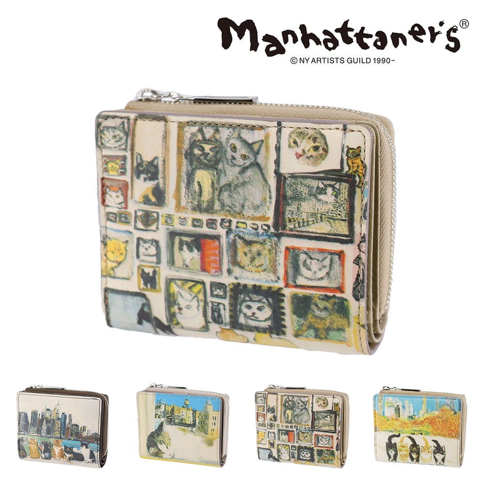 新品未使用 マンハッタナーズ 2つ折り財布 L字ファスナー ぐっすりフェデリコ Manhattaner's マンハッタナーズ 財布 小物 雑貨 二つ折り財布 2