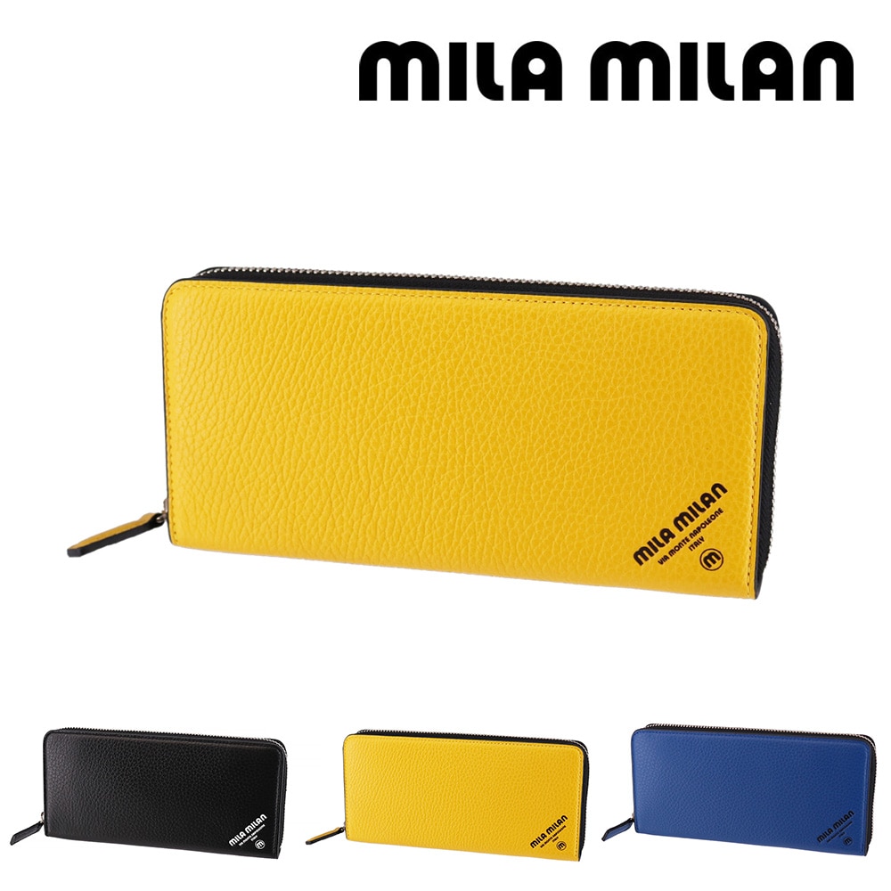 美品 MILA MILAN グレー 長財布 楽天市場】ミラミラン mila milan 牛革 ラウンドファスナー 長