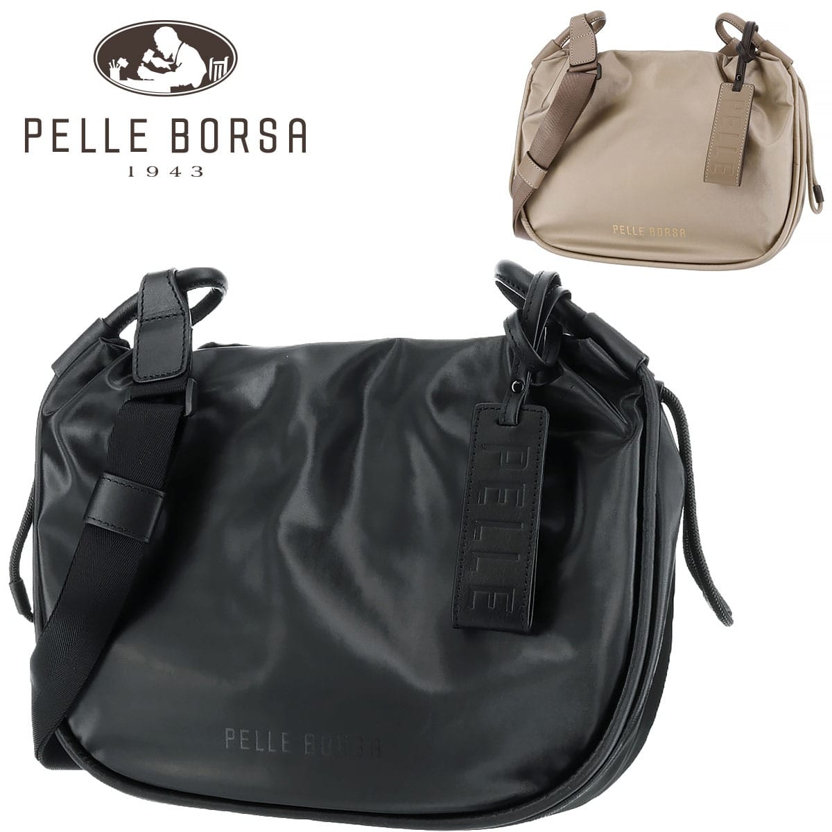 ペレボルサ PELLE BORSA ドローストリングショルダー ショルダーバッグ Cheers チアーズ 204679 1.ブラック 10xbl(1.ブラック):  Newbag Wakamatsu｜JAL Mall｜マイルがたまる・つかえる ショッピングモール