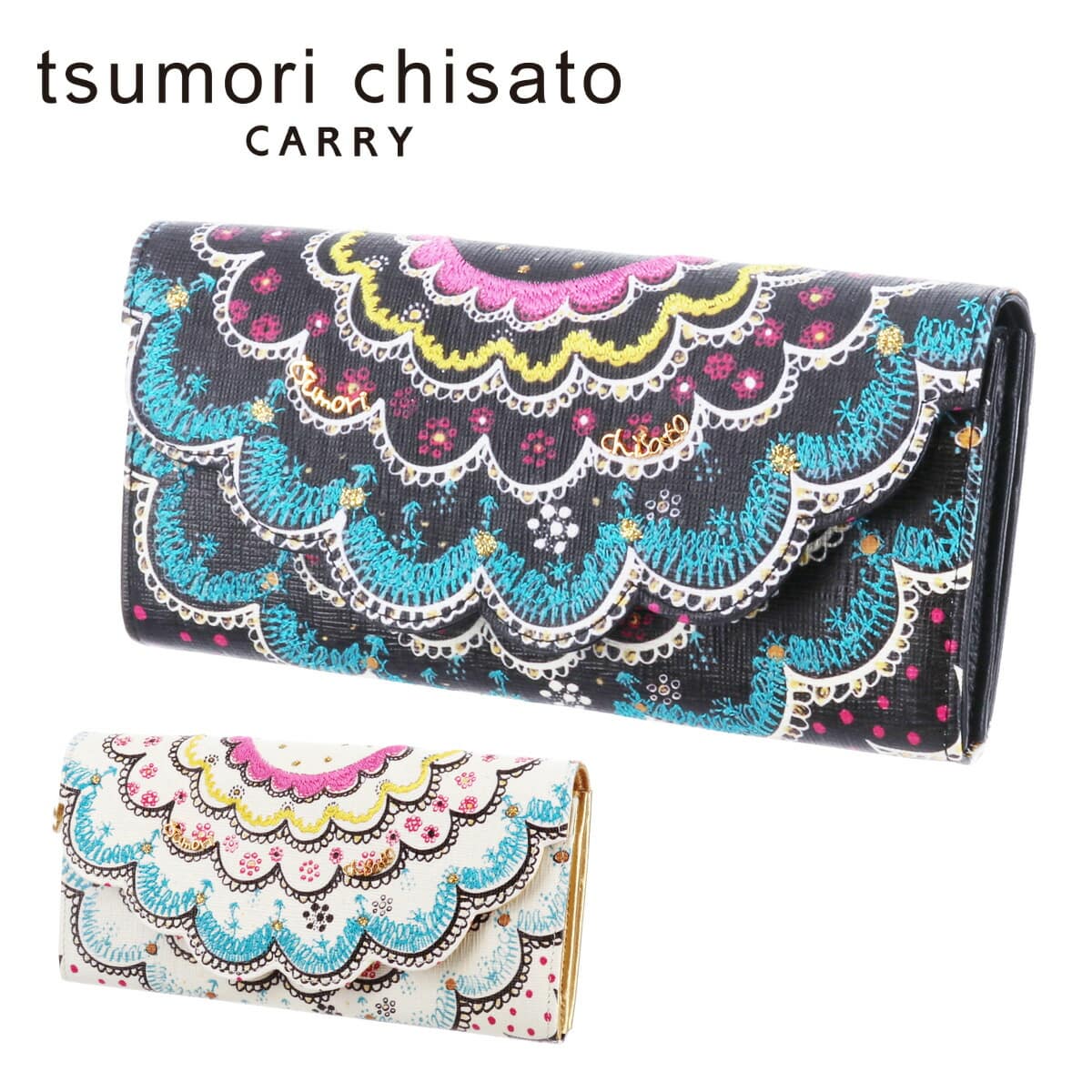 ツモリチサト tsumori chisato 長財布 被せ長財布 スカラッププリント 57377 1.ブラック 10x01(1.ブラック):  Newbag Wakamatsu｜JAL Mall｜マイルがたまる・つかえる ショッピングモール