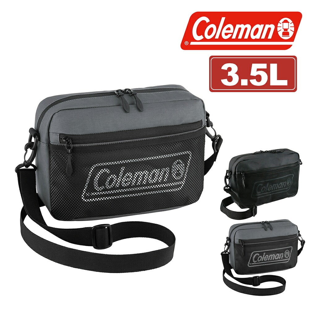 コールマン 防水 ショルダーバッグ 斜め掛け ポーチ 3.5L A5 コンパクト Coleman シールドショルダーポーチ メンズ レディース キッズ 誕生日プレゼント ギフト ラッピング無料 正規代理店 2.グレーxブラック -37792 2.グレーxブラック