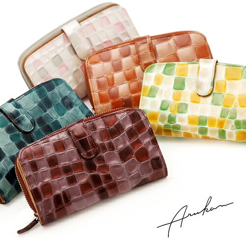 アルカン ARUKAN ラウンドファスナー折財布 メテオール 1214606 62x79 5.ワイン系 レディース