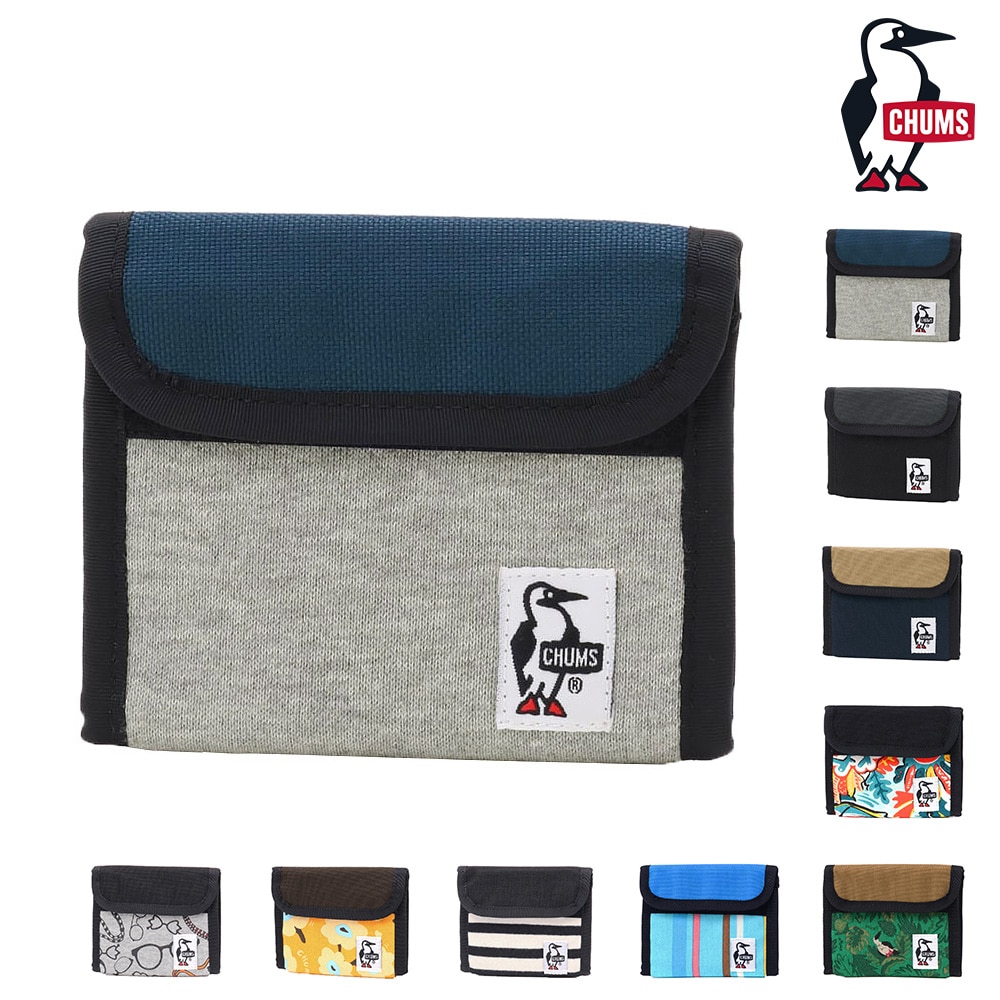 チャムス CHUMS 三つ折り財布 Trifold Wallet Sweat Nylon トライフォールドウォレットスウェットナイロン ch60-3612 1.ヘザーグレーxbネイビー -99x603612g019