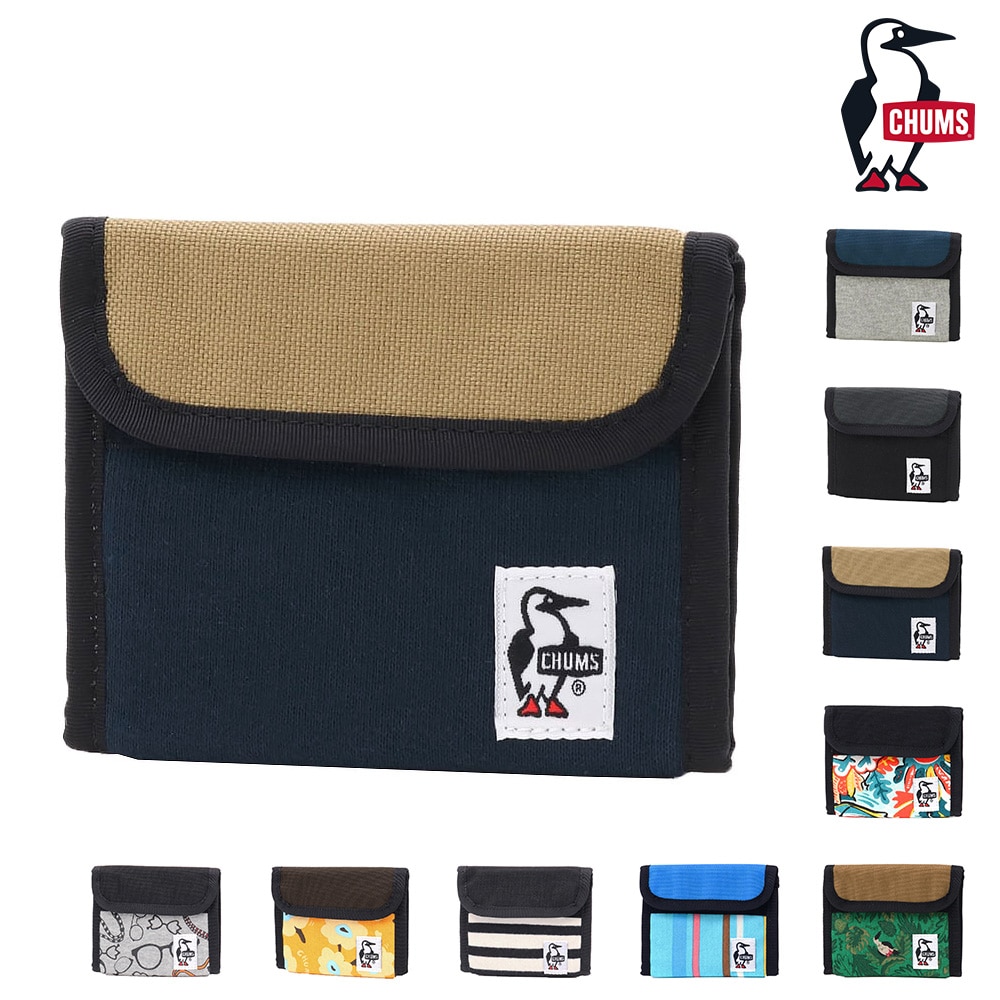 チャムス CHUMS 三つ折り財布 Trifold Wallet Sweat Nylon トライフォールドウォレットスウェットナイロン ch60-3612 3.ネイビーxベージュ -99x603612n016