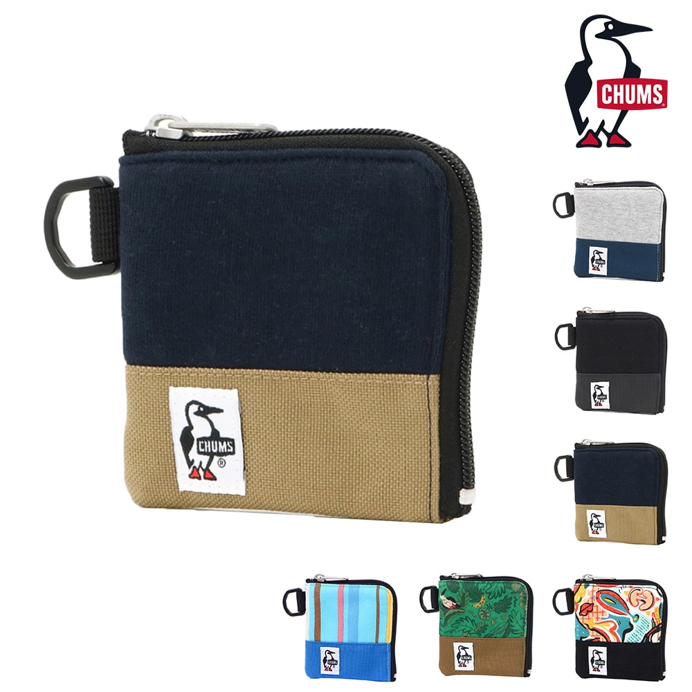 チャムス CHUMS コインケース Square Coin Case Sweat Nylon スクエアコインケーススウェットナイロン ch60-3613 3.ネイビーxベージュ -99x603613n016
