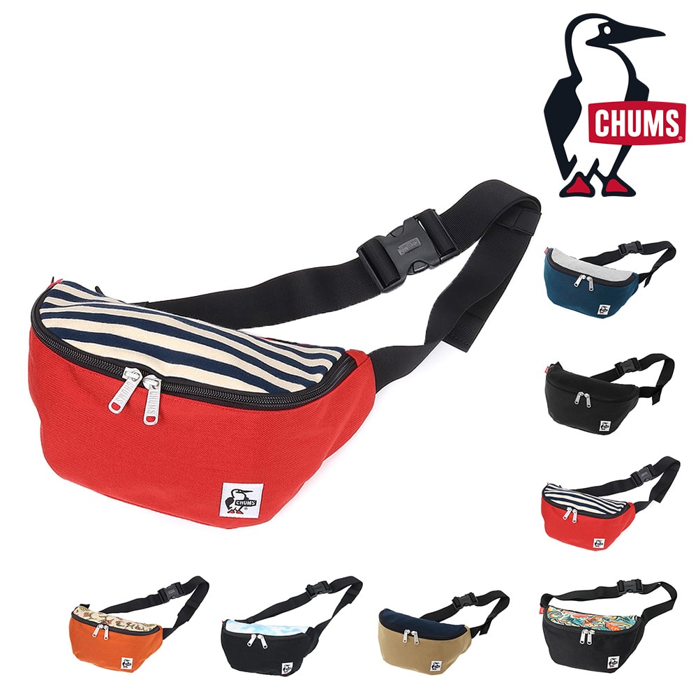 チャムス CHUMS ウエストバッグ Mini Waist Bag Sweat Nylon ミニウエストバッグスウェットナイロン ch60-3624 5.ネイビーボーダーxトマト -99x603624n060 メンズ レディース メンズ レディース