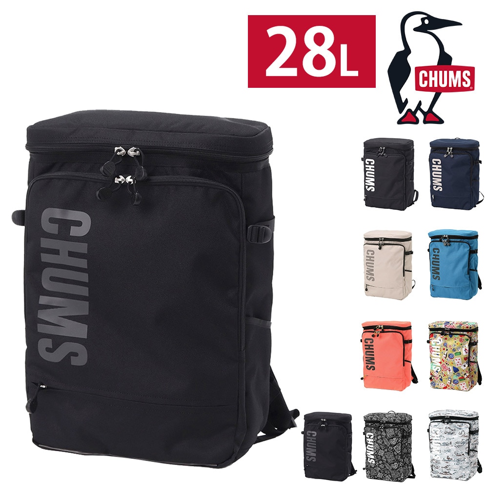 チャムス バッグ リュック デイパック バックパック 大きめ CHUMS リサイクル トップオープンスクエアデイパック 28L B4 A4 CH60-3919 メンズ レディース キッズ 送料無料 男女兼用 プレゼント ラッピング無料 通勤 【正規代理店】 4.ブラックxブラック -603919k015