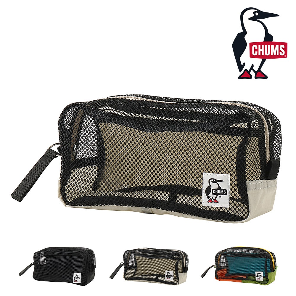 チャムス ポーチ ミニポーチ マルチケース 小物入れ トラベル アウトドア CHUMS メッシュポーチ CH60-3932 メンズ レディース キッズ 誕生日プレゼント ギフト 【正規代理店】 2.グレージュ -603932g057